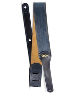 Taylor Blue Denim 2" Guitar Strap Gold Logo