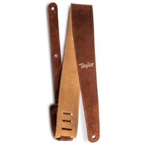 Taylor 2.5" Embroidered Suede Strap Chocolate Brown