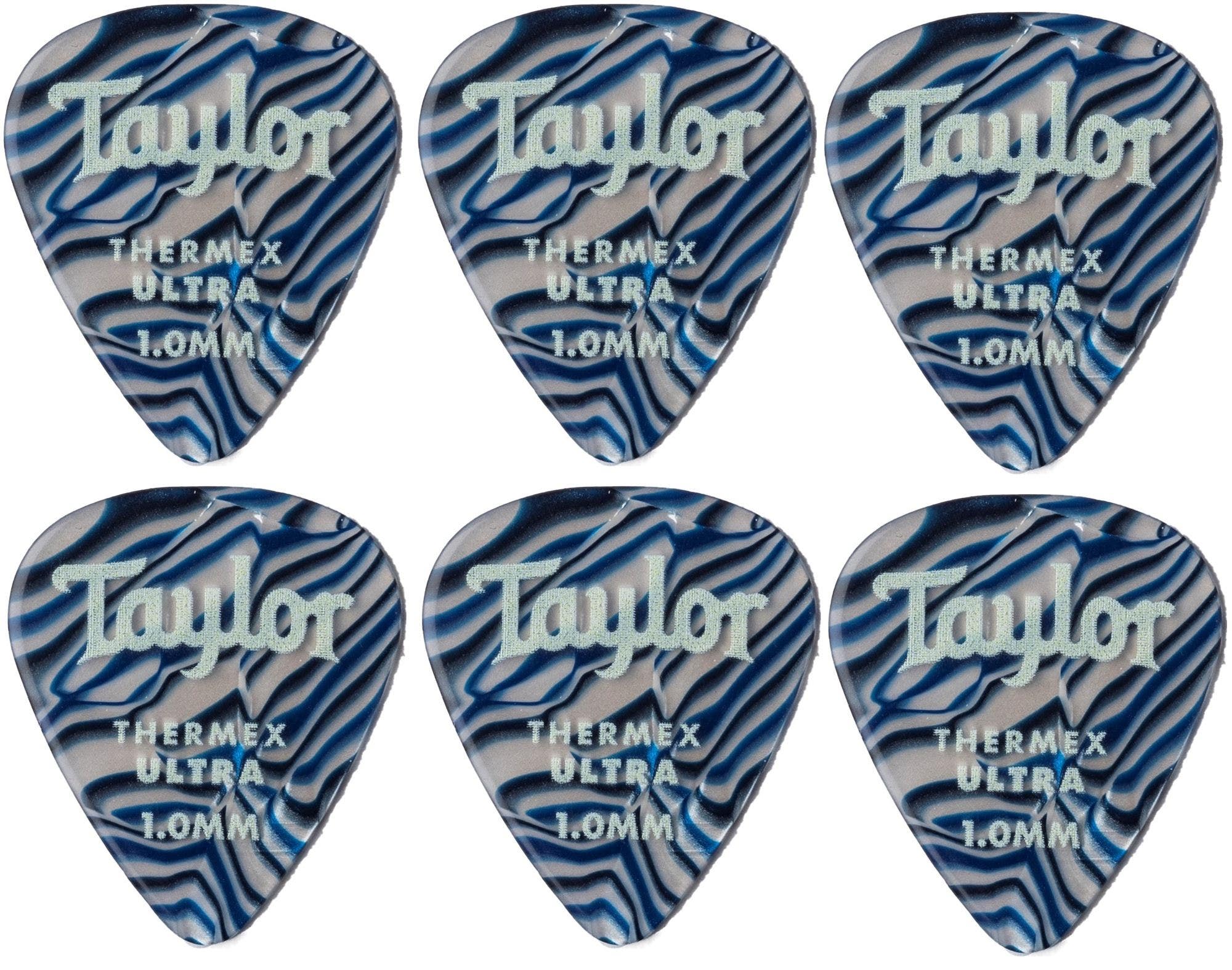 Taylor Premium 351 Thermex Ultra Guitar Picks 6 Pack Blue Swirl 1mm