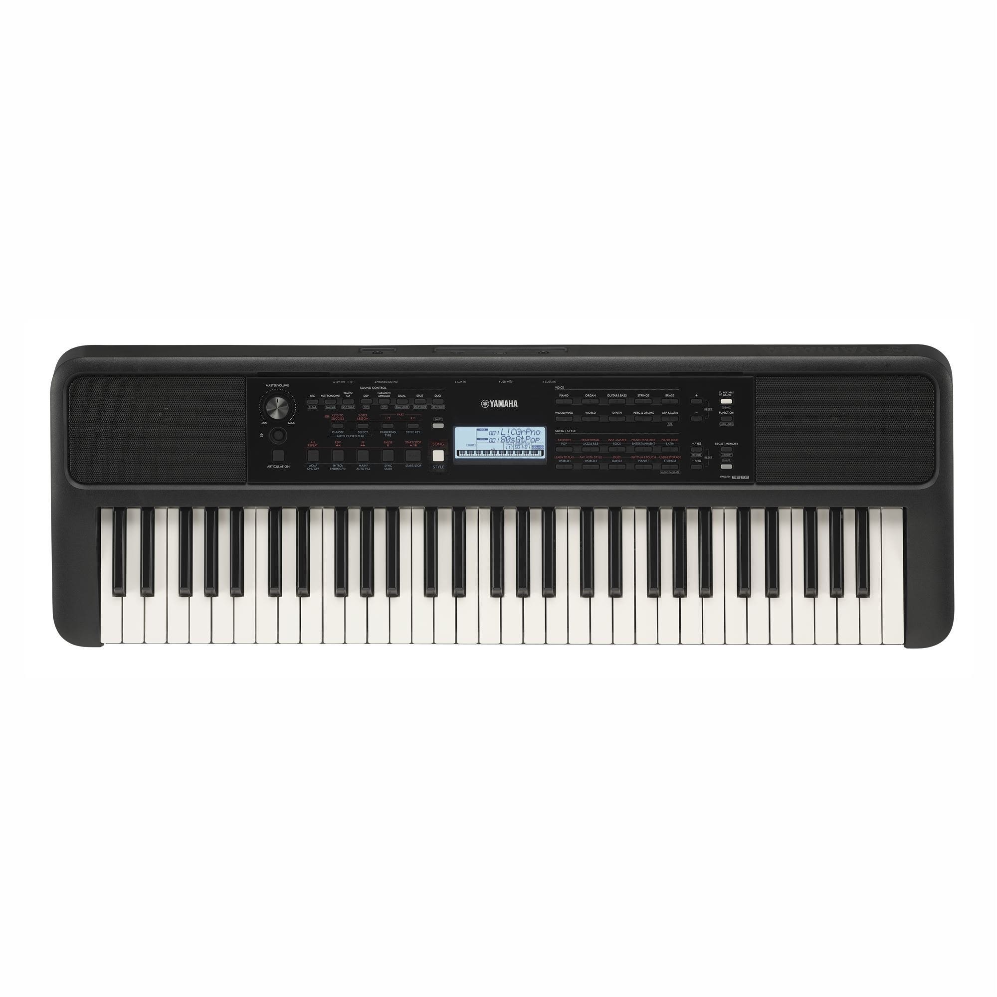 Yamaha PSRE383 61 Key Portable Keyboard with Power Supply