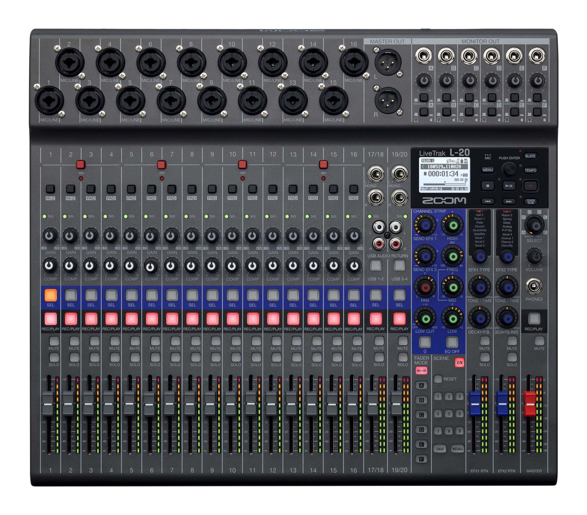 Zoom LiveTrak L-20 20 Channel Digital Mixer And Recorder