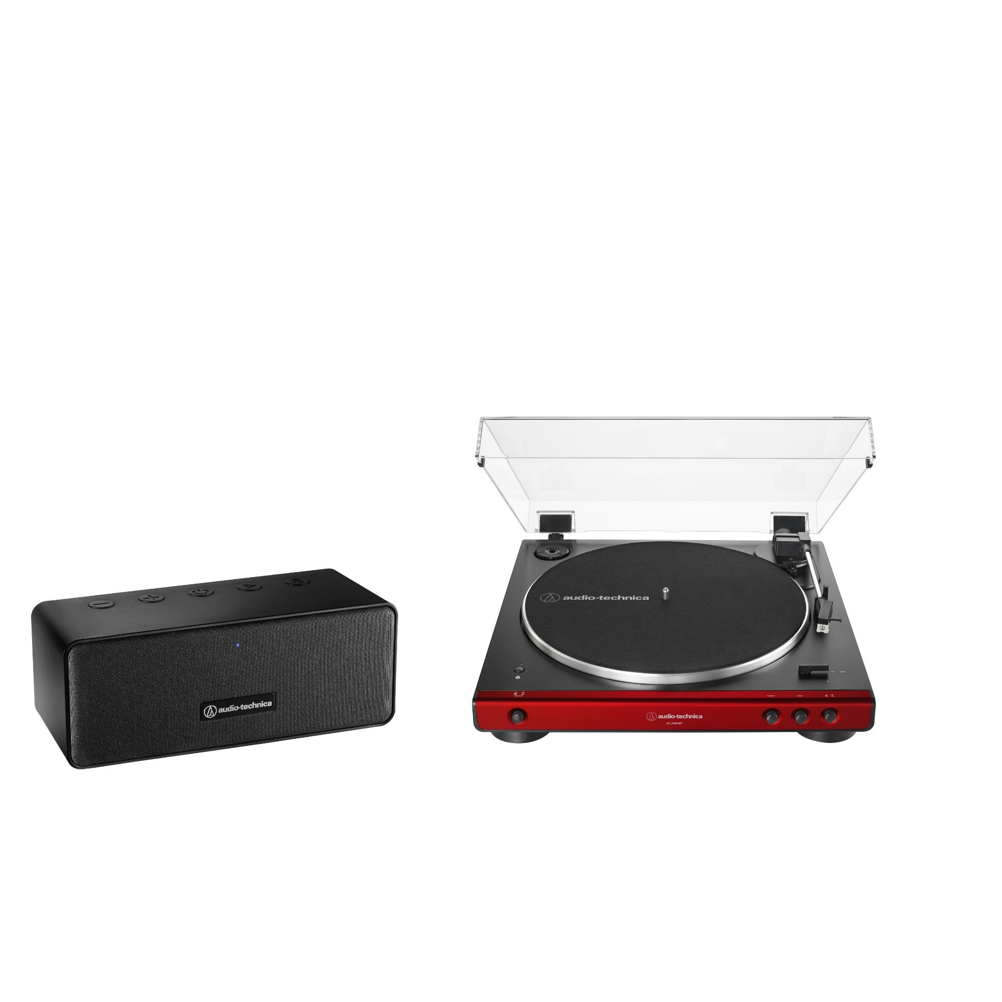 Audio-Technica AT-LP60X Bluetooth Fully Automatic Wireless Turntable Red with Speakers
