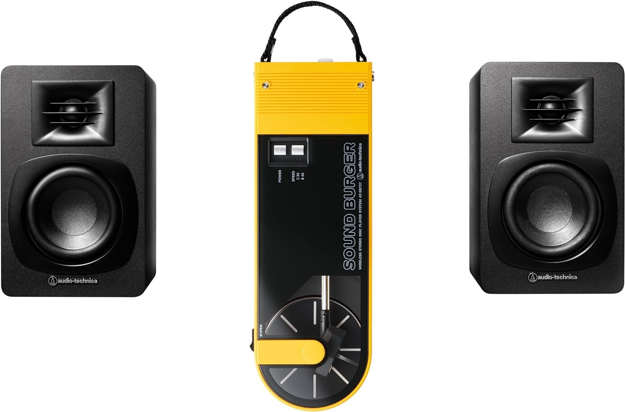 Audio Technica AT-SB727 Portable Turntable Bundle Yellow