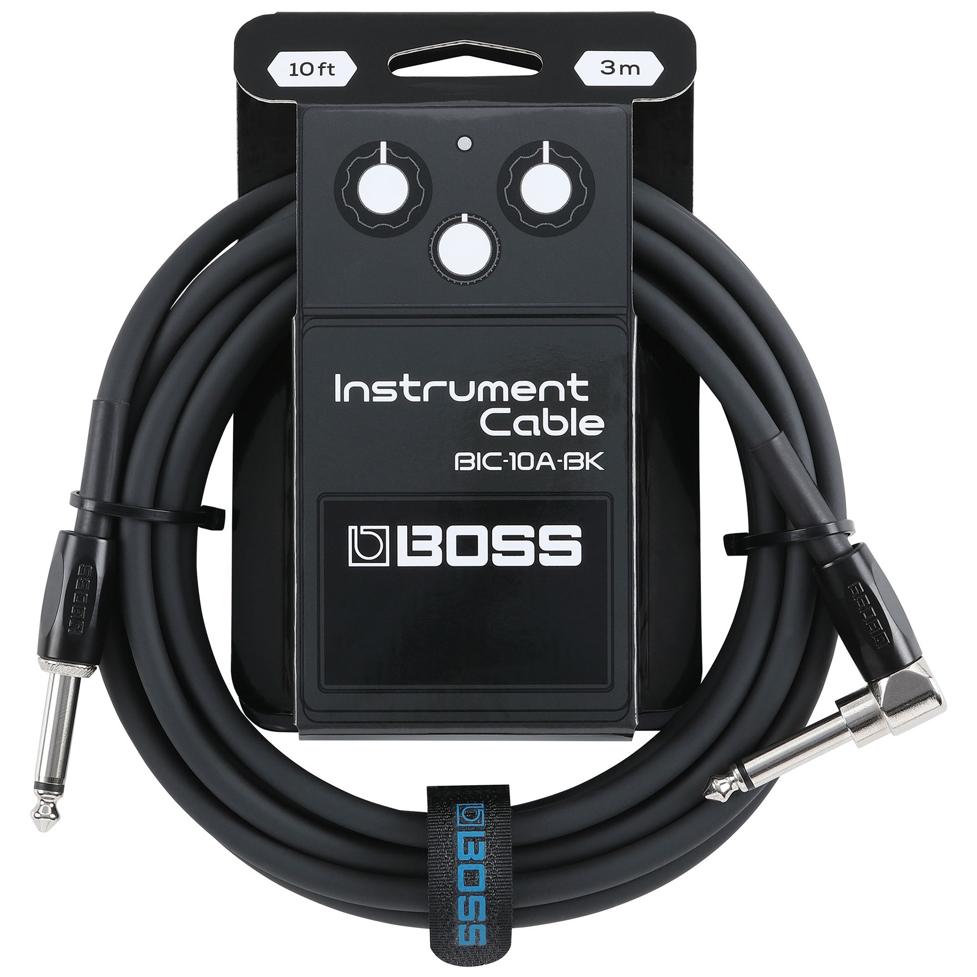 Boss BIC-10A-BK Instrument Cable Black 10 Feet Straight Angle