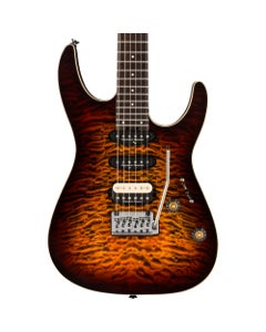 Charvel Pro-Mod Plus Dinky DK24 2PT HSS EB QM Guitar with Bag Amber Tiger