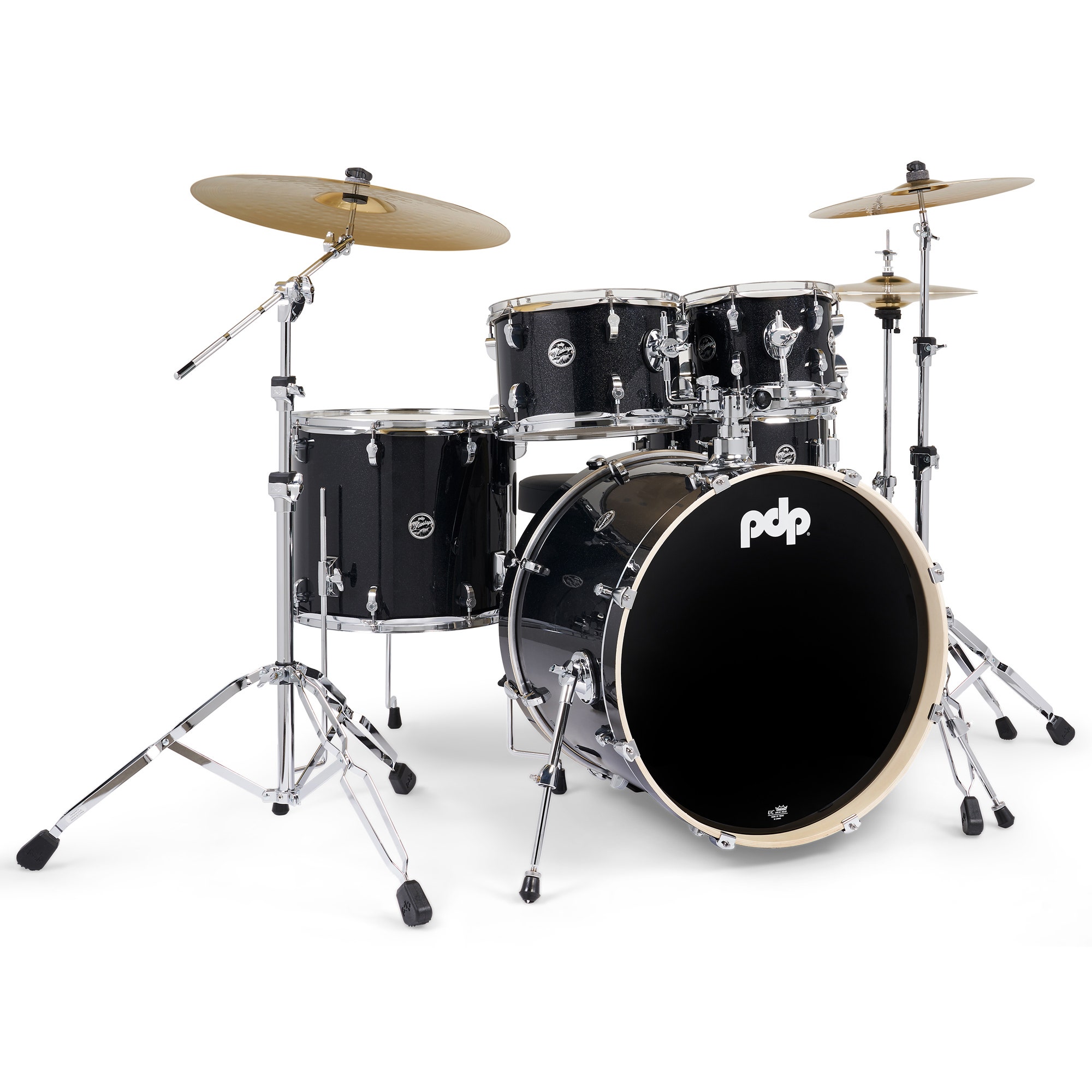 PDP Mainstage Complete 5-Piece Drumset with Paiste Cymbals Black Sparkle