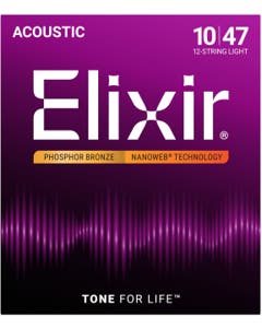 Elixir 16152 NanoWeb Phosphor Bronze Acoustic Guitar Strings 12-String