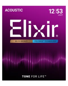 Elixir 11050 PolyWeb 80/20 Bronze Acoustic Guitar Strings 12-53