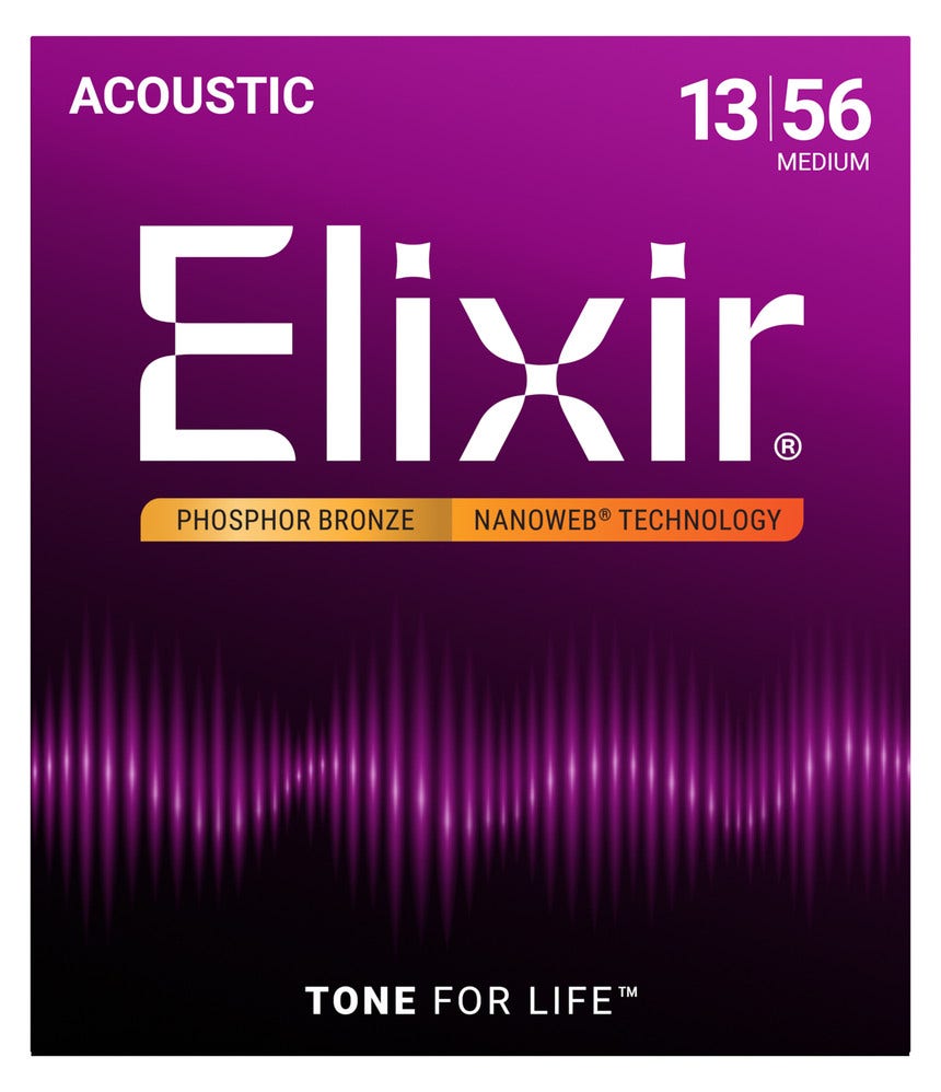 Elixir 16102 NanoWeb Phosphor Bronze Acoustic Guitar Strings 13-56