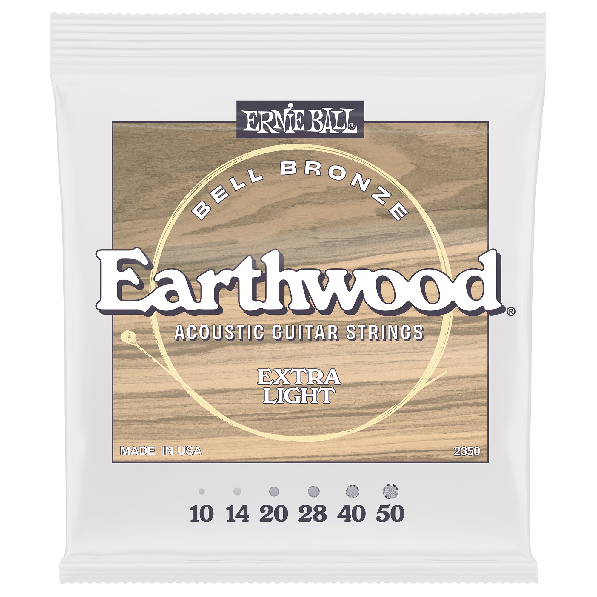 Ernie Ball P02350 Earthwood Bell Bronze Acoustic Guitar Strings Extra Light 10-50