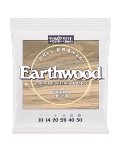Ernie Ball P02350 Earthwood Bell Bronze Acoustic Guitar Strings Extra Light 10-50