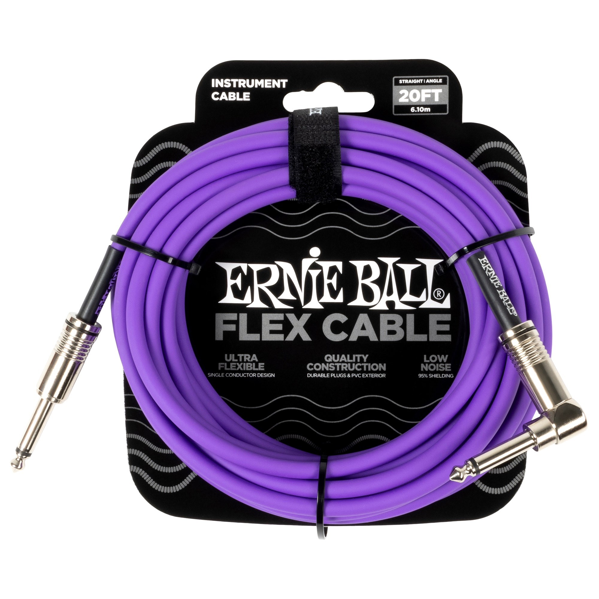 Ernie Ball Flex Instrument Cable Straight to Angle 20 Feet