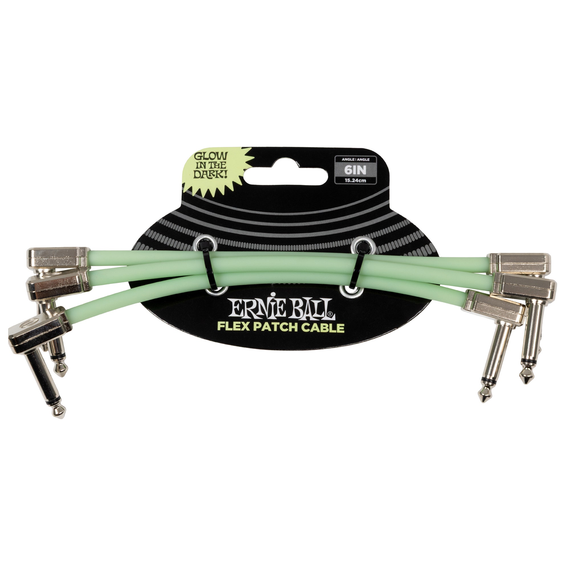Ernie Ball P06475 Glow-in-the-Dark Flex Patch Cables 6 Inch 3 Pak