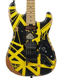 EVH LE Striped Frankie Aged Black and Yellow Guitar with Bag