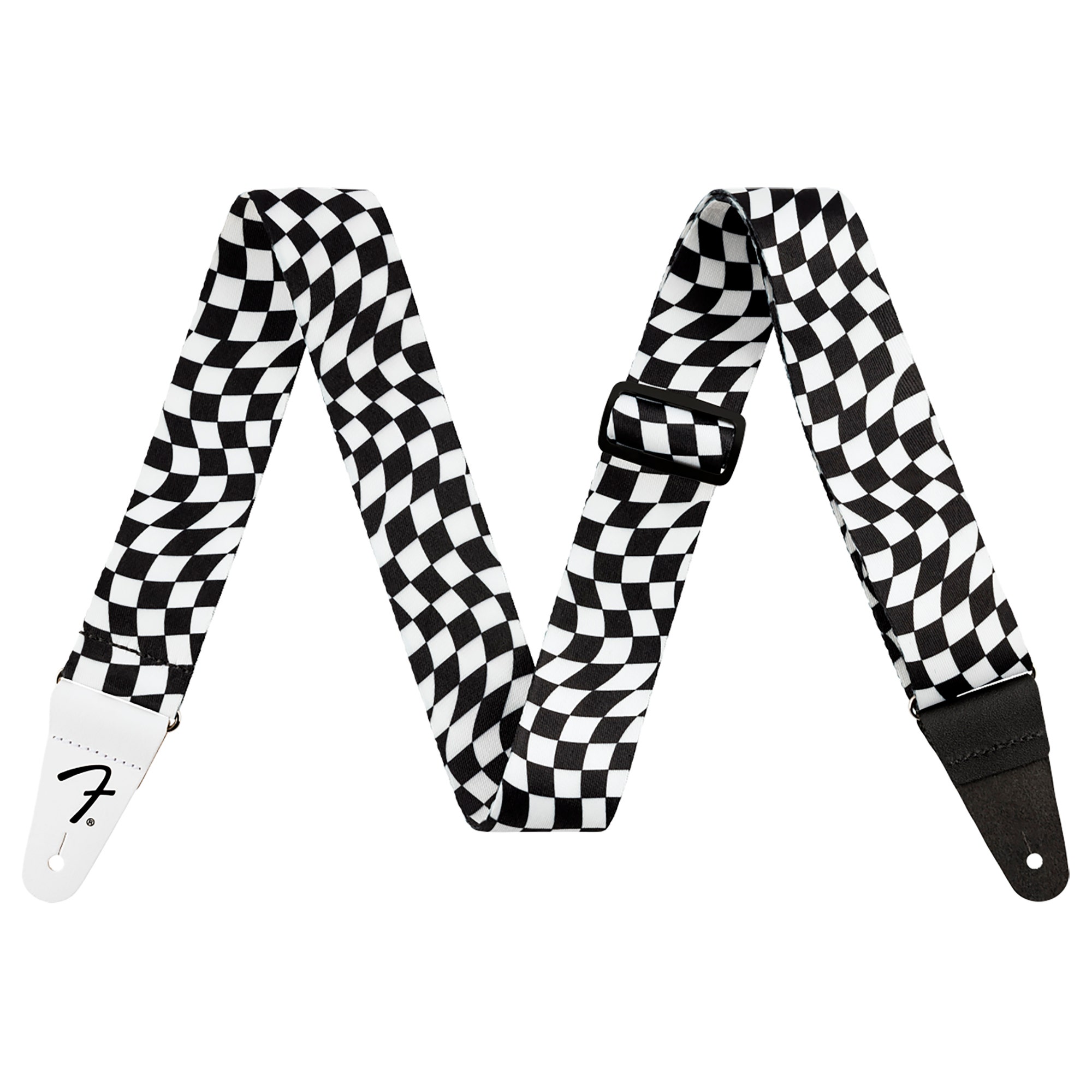 Fender 2 inch Polypro Guitar Strap Wavy Checkerboard Black White