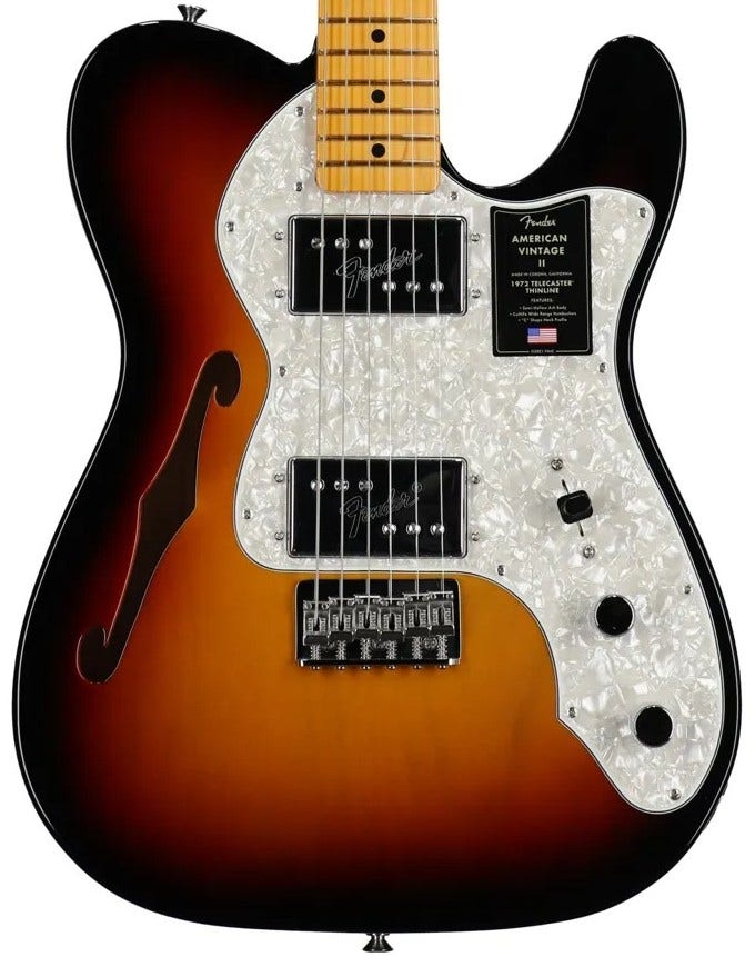 Fender American Vintage II 1972 Telecaster Thinline Maple 3 Color Sunburst with Case