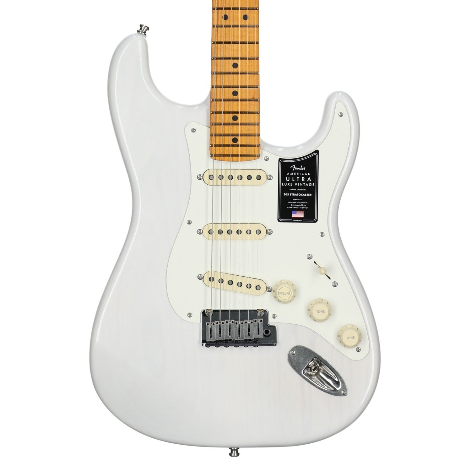 Fender Am Ultra Luxe Vint 50s Strat MN Wht Blonde View 2