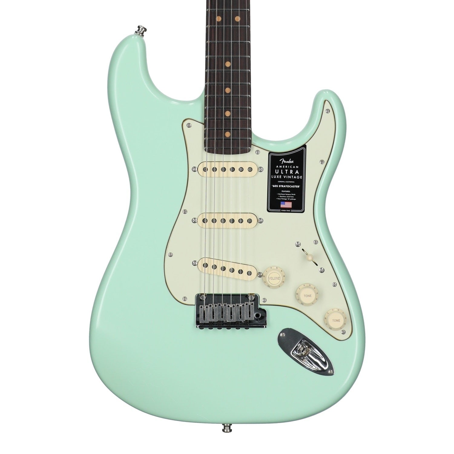 Fender Am Ultra Luxe Vint 60s Strat RW Surf Gr WC View 2