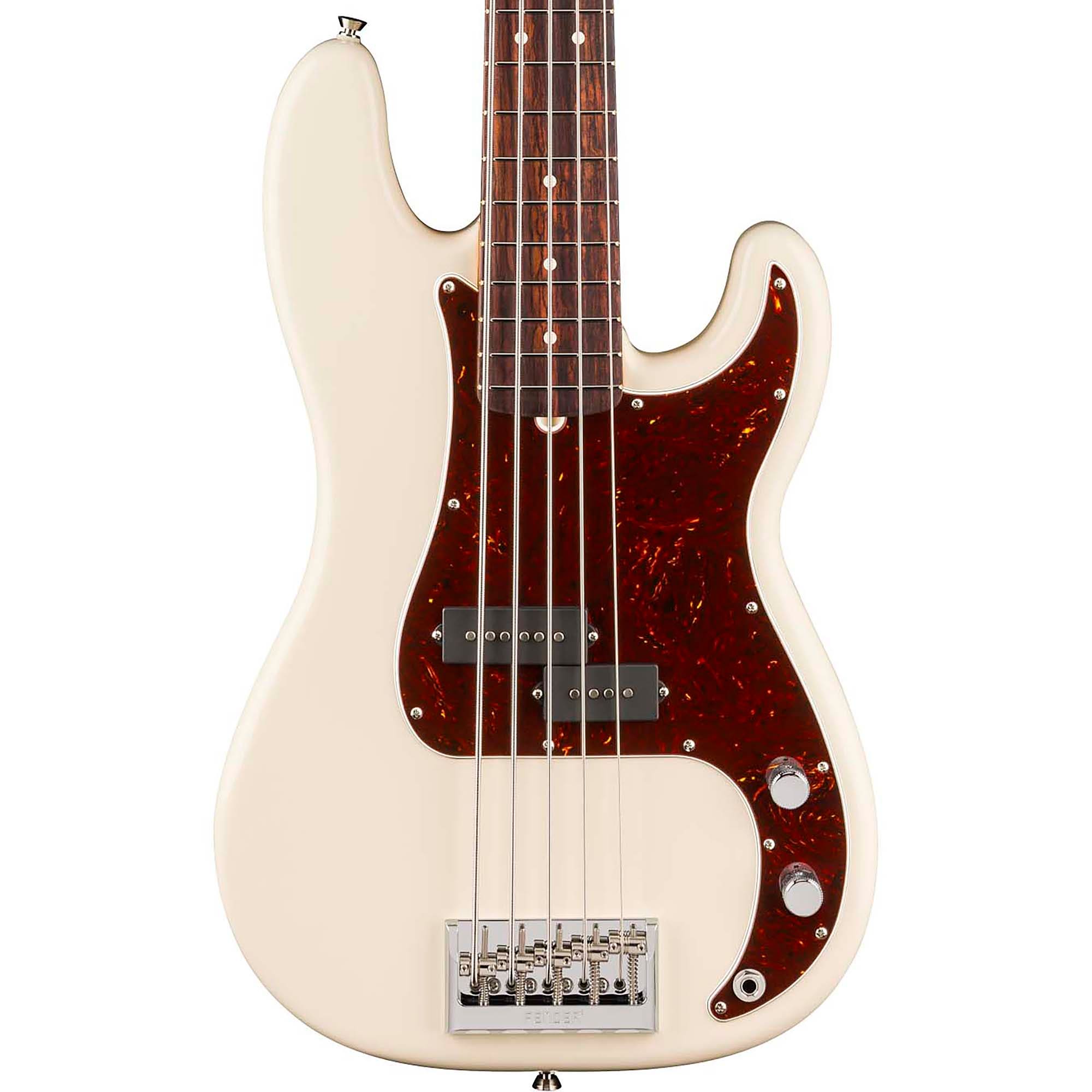 Fender American Professional Precision Bass V 5-String Rosewood Guitar with Case Olympic White