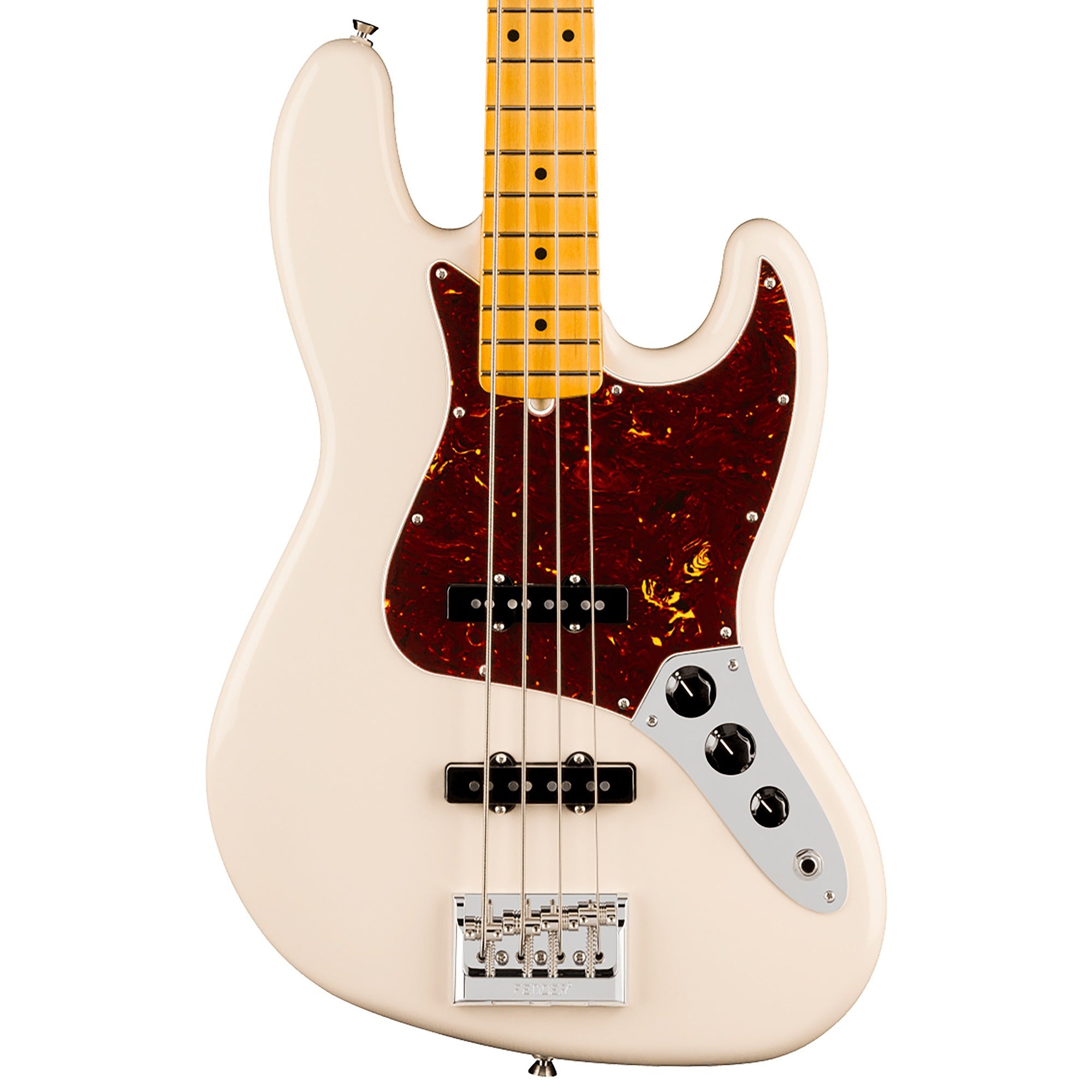 Fender American Professional Jazz Bass Maple Guitar with Case Olympic White