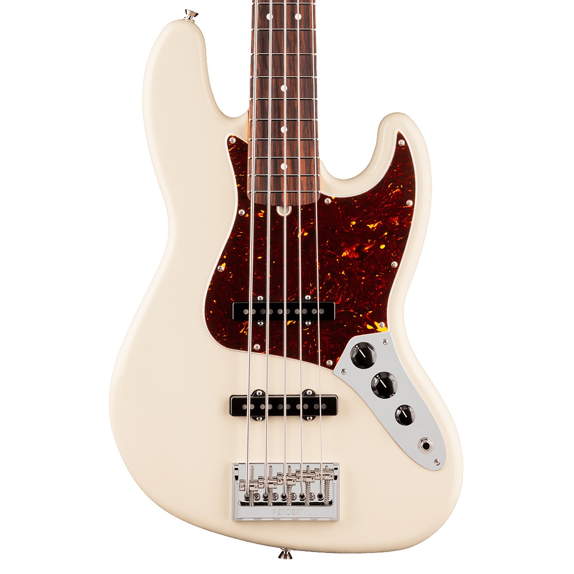 Fender American Professional Jazz Bass V 5-String Rosewood Guitar with Case Olympic White