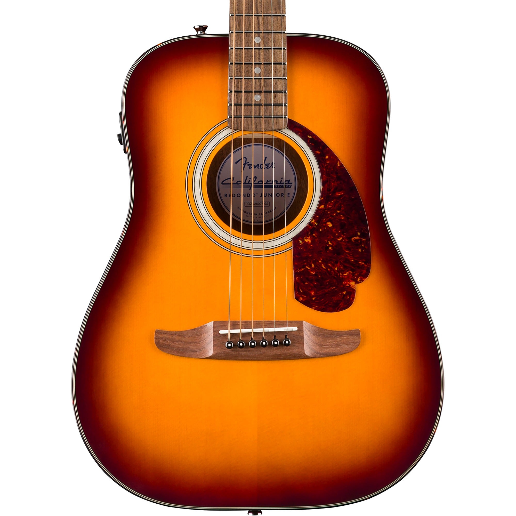 Fender California Deluxe Redondo Jr E Acoustic Electric Guitar Honey Sunburst