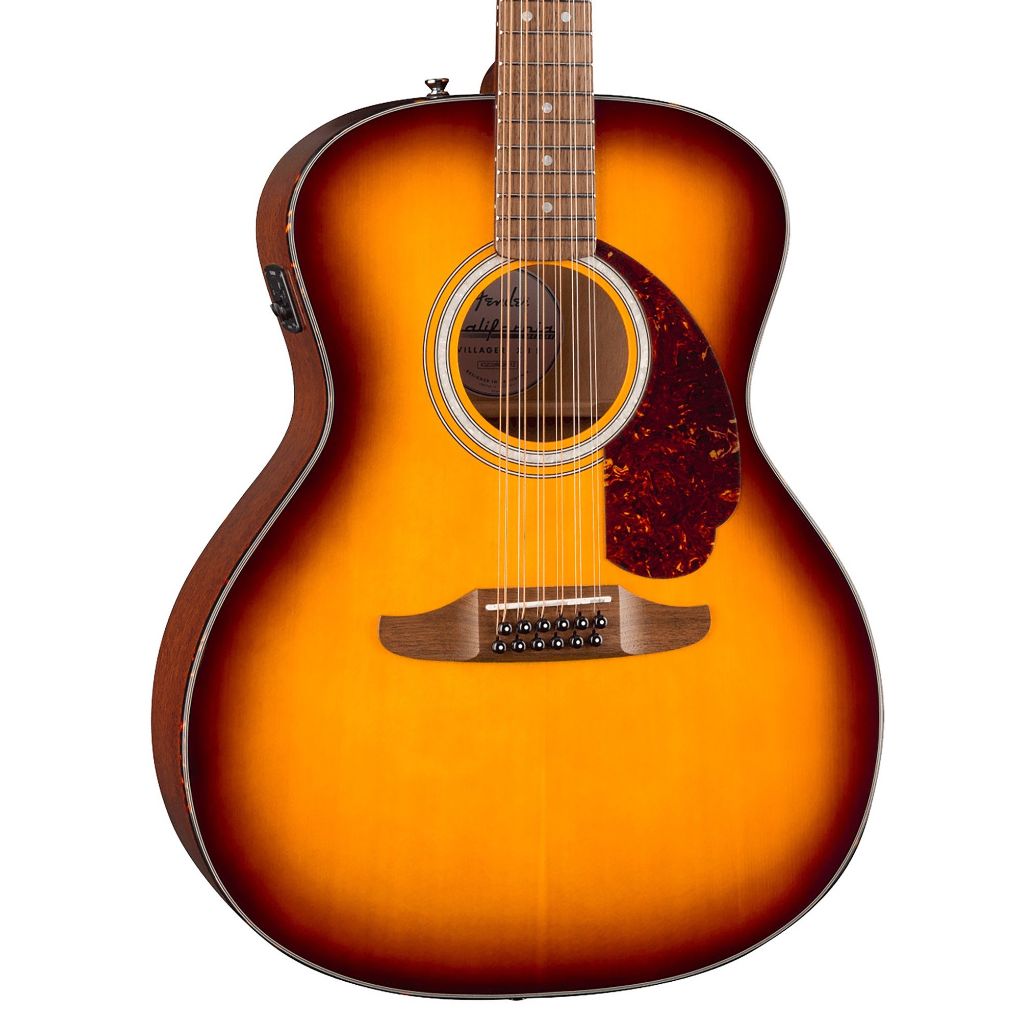 Fender California Deluxe Villager E 12-String Acoustic Electric Guitar Honey Sunburst