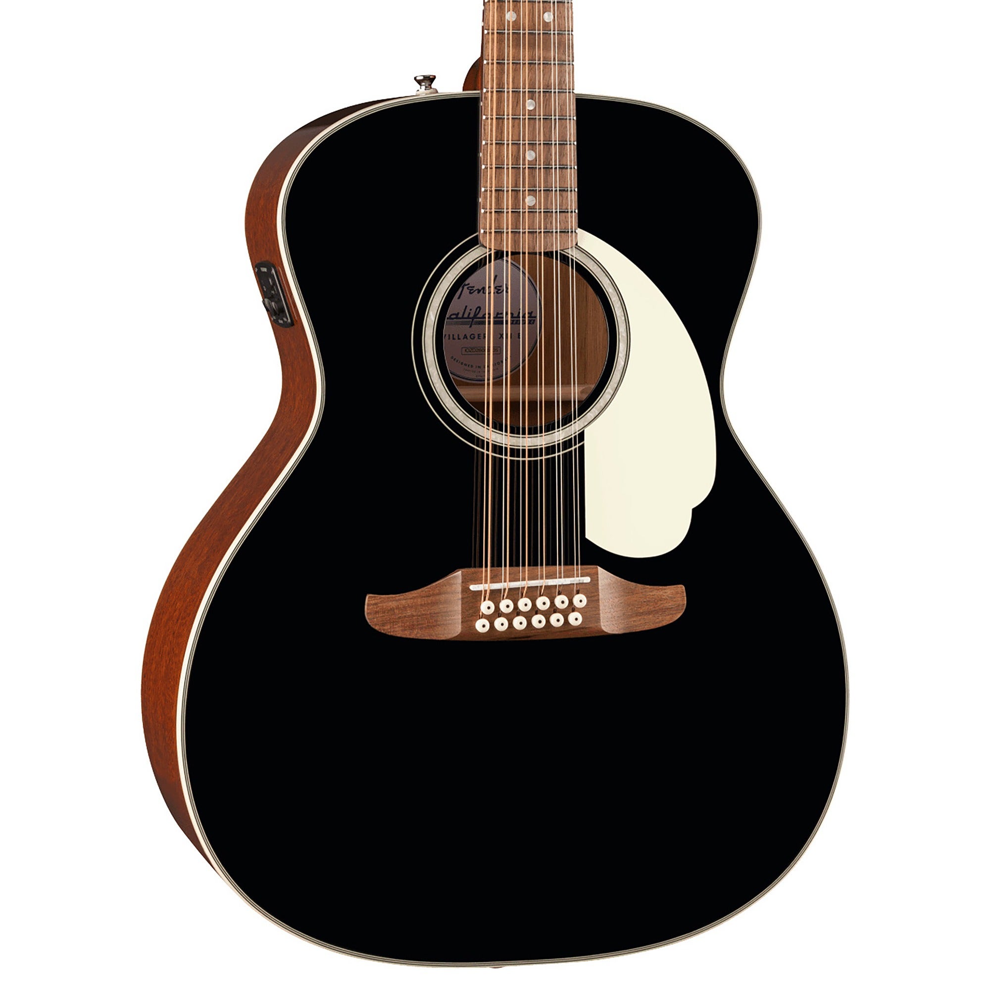 Fender California Deluxe Villager E 12-String Acoustic Electric Guitar Black