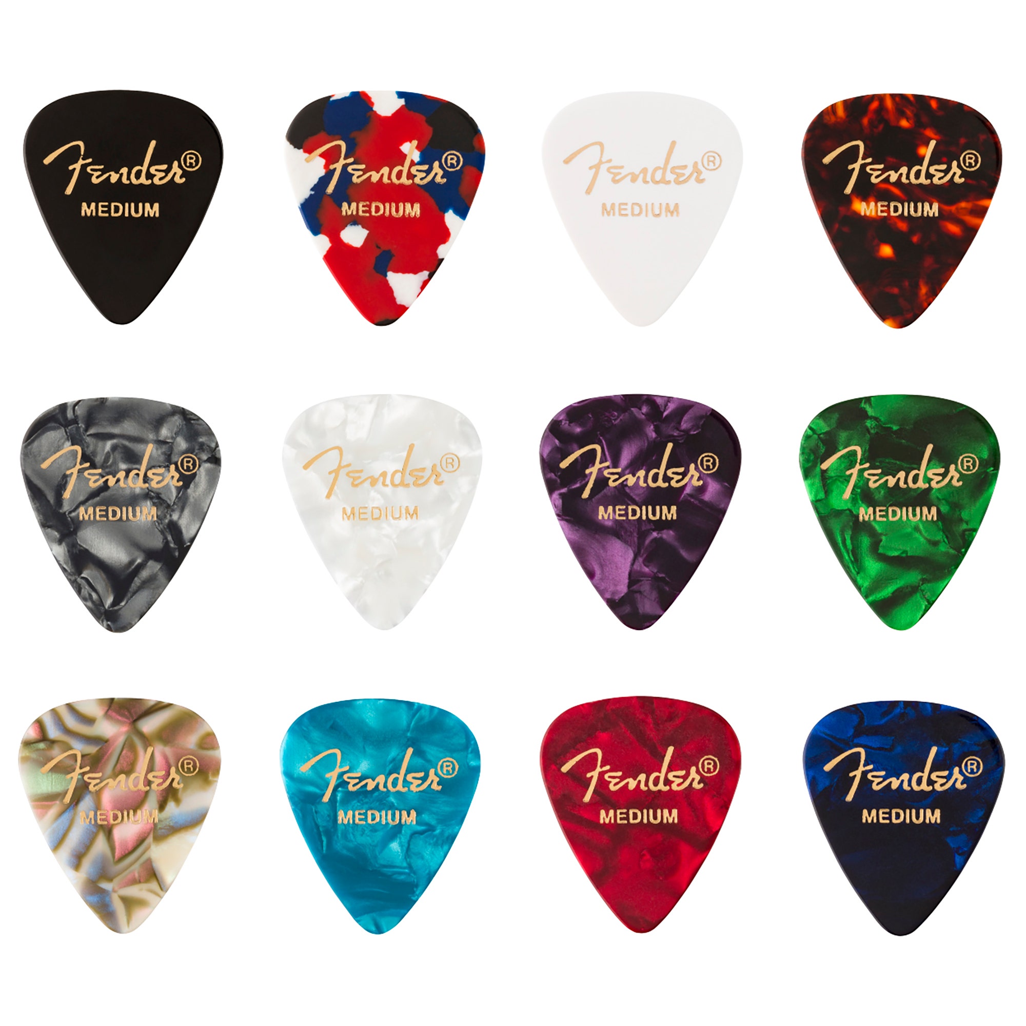 Fender 351 Shape Cell Guitar Picks Medley 12 Pack Medium