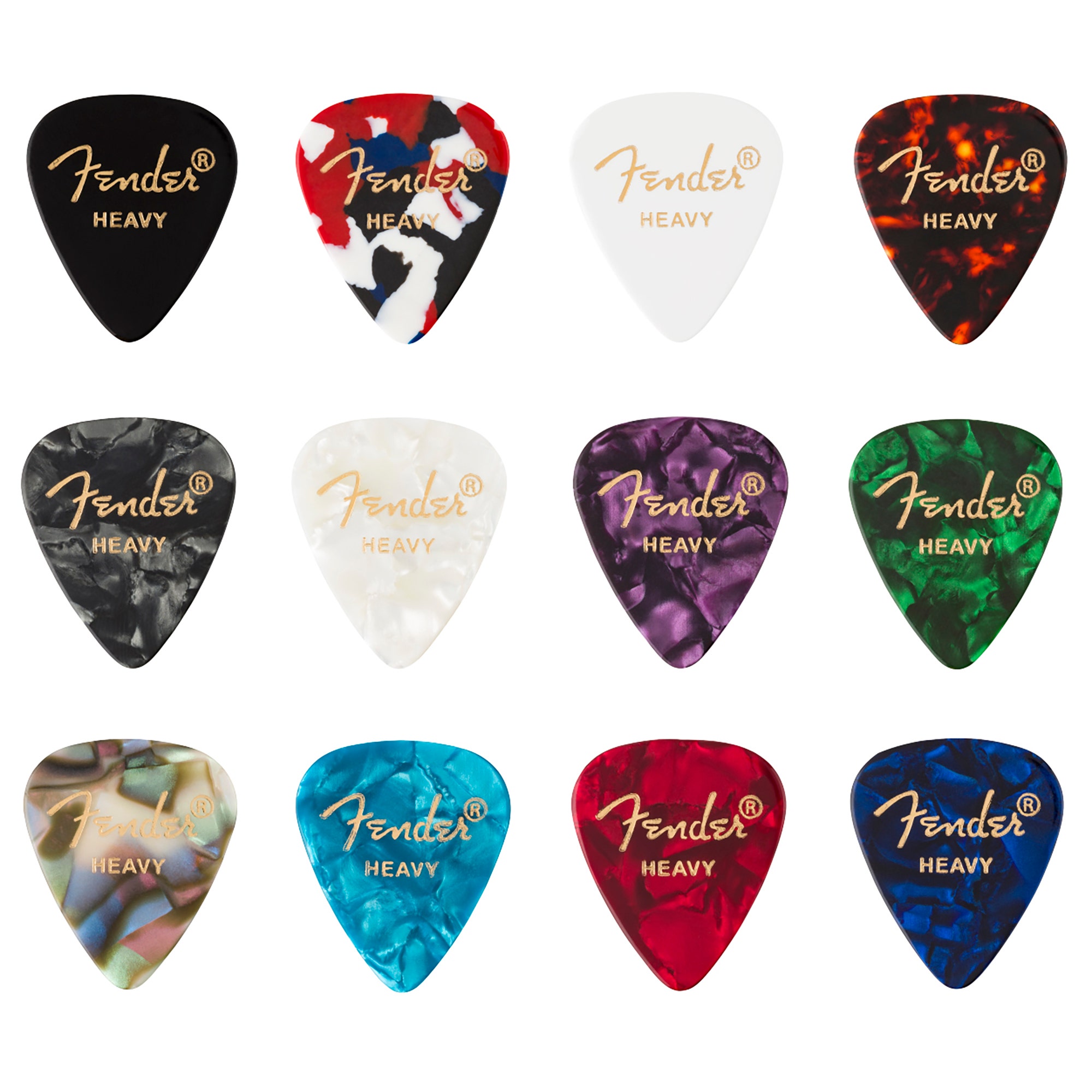 Fender 351 Shape Cell Guitar Picks Medley 12 Pack Heavy