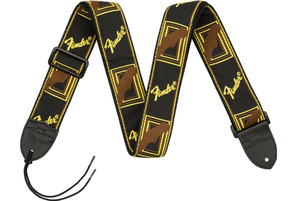 Fender 2 Inch Monogrammed Guitar Strap Black Yellow Brown