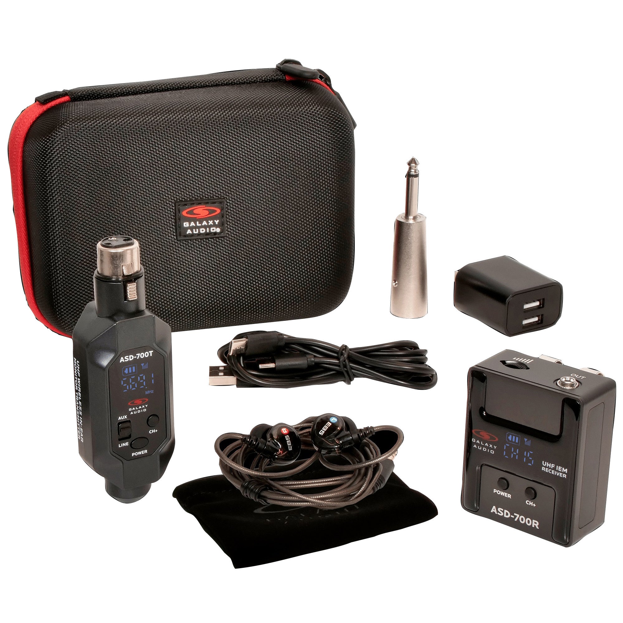 Galaxy Audio ASD-700-2B5 Twin Pack UHF IEM In Ear Monitor System CODE:B5 550-569 MHz