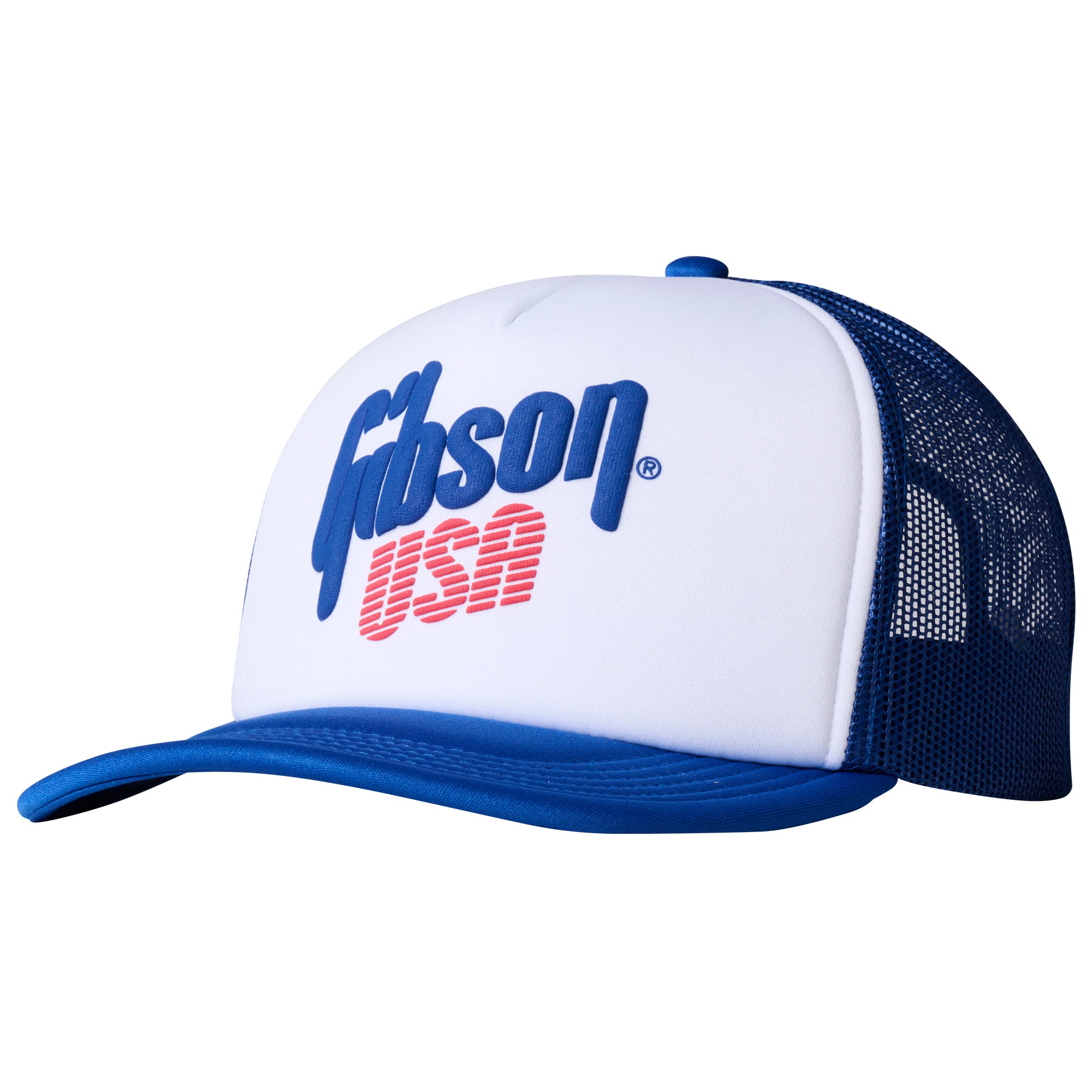 Gibson USA Foam Trucker Hat White Blue