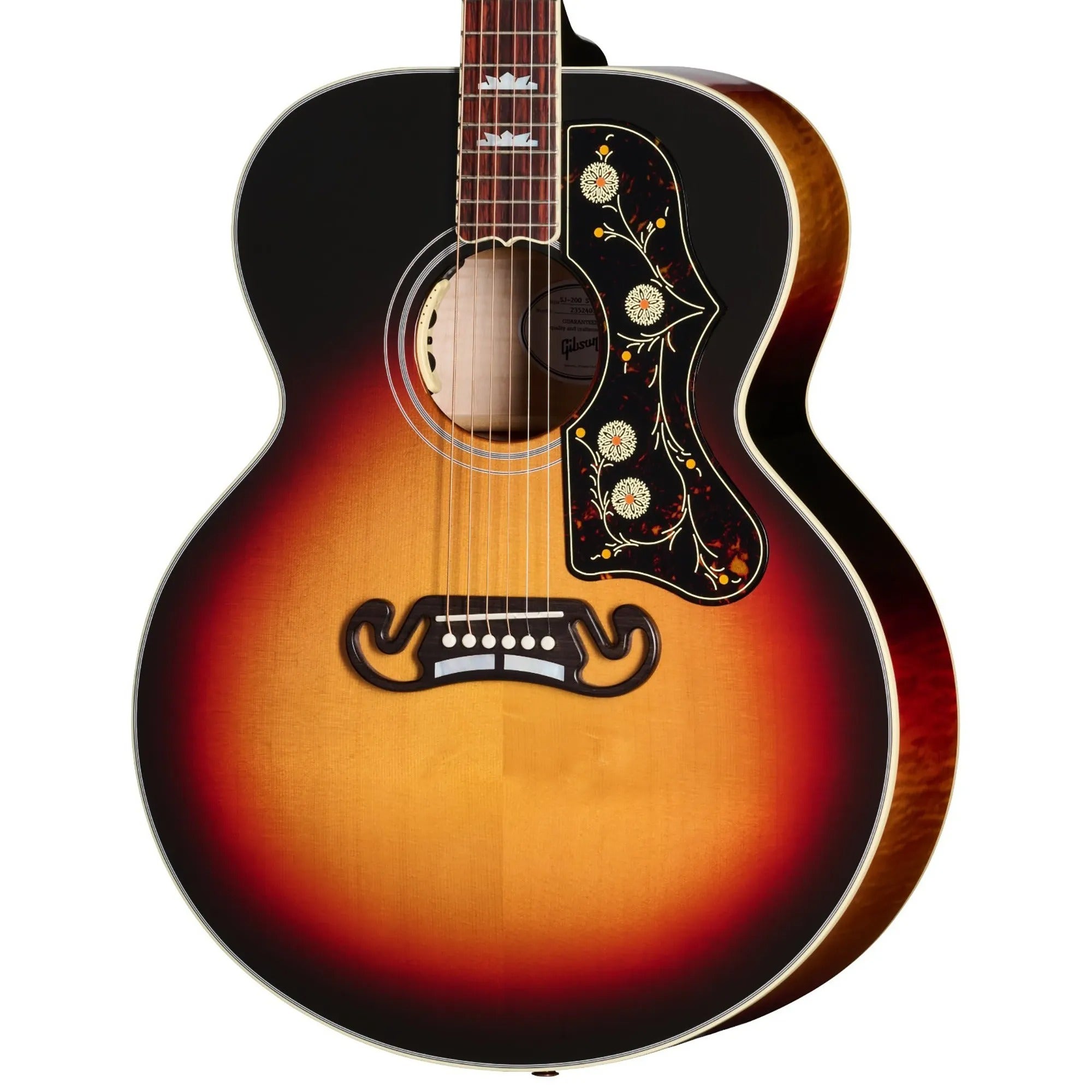 Gibson SJ-200 Standard Maple Jumbo Acoustic Electric Guitar with Case, Tri-Burst