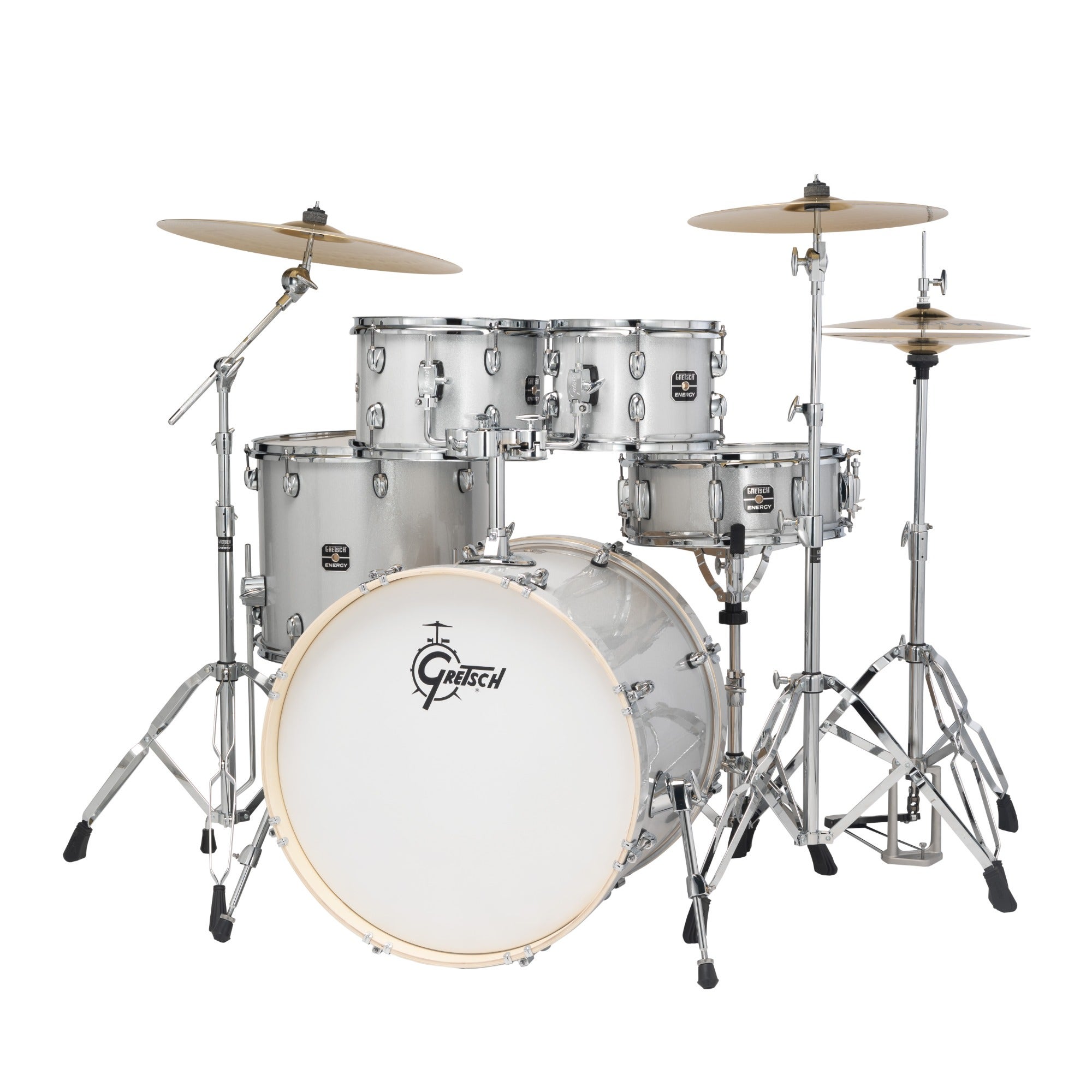 Gretsch Energy 5-Piece Drum Set with PAISTE 101 Cymbals Silver Sparkle