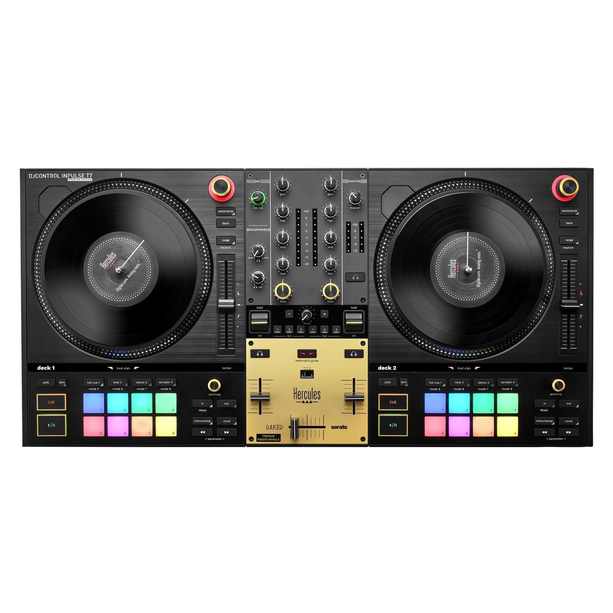 Hercules DJ Control Inpulse T7 Premium DJ Controller with Case and Slipmats