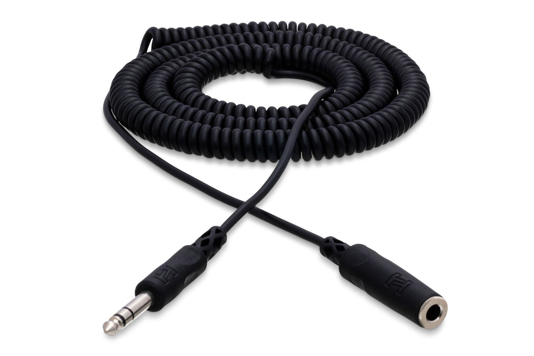 Hosa HPE325C Coiled Headphone Extension Cable 1/4" TRS 1/4" TRS 25'