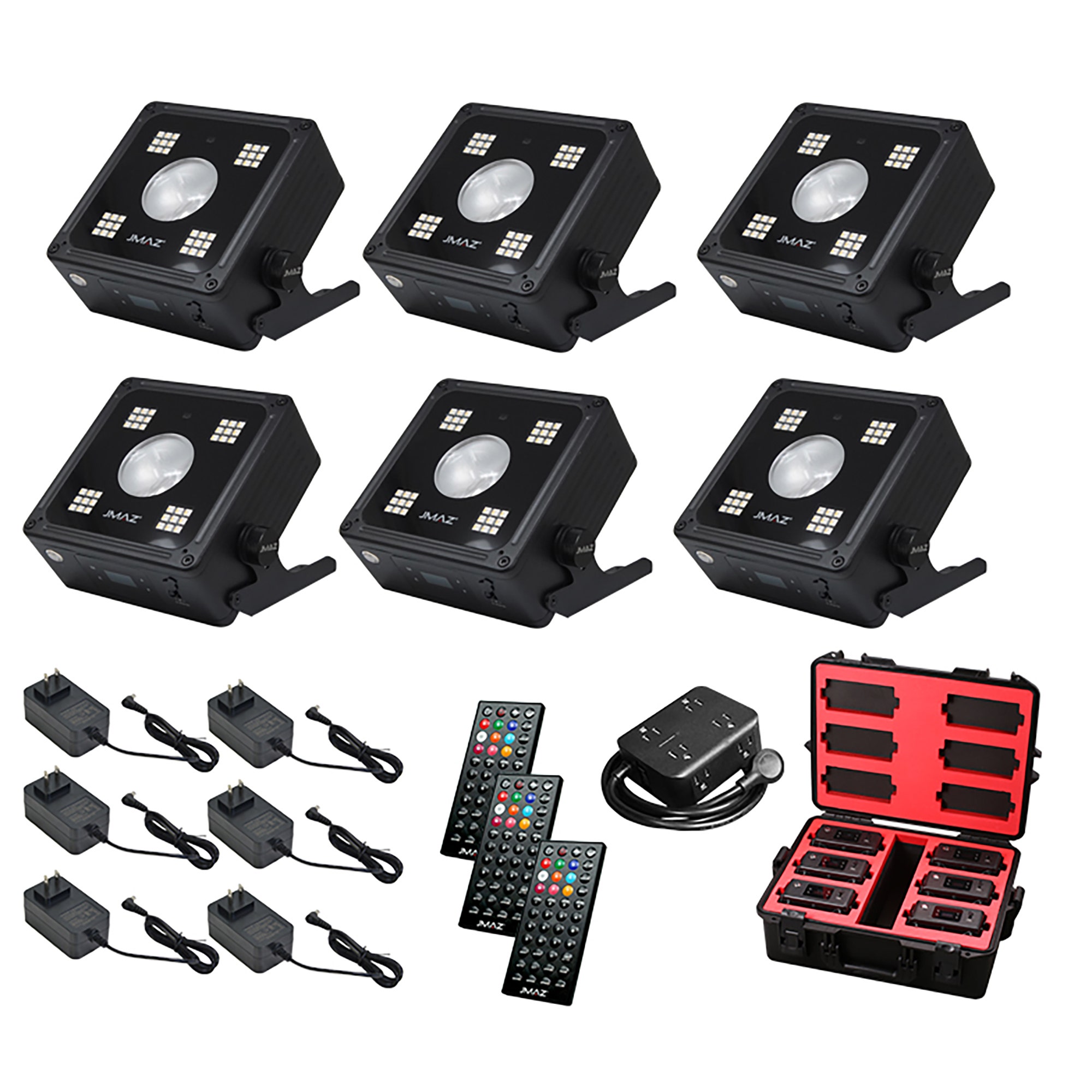 JMAZ MAD PAR RUBIX Stage Light 6 Pack with Case