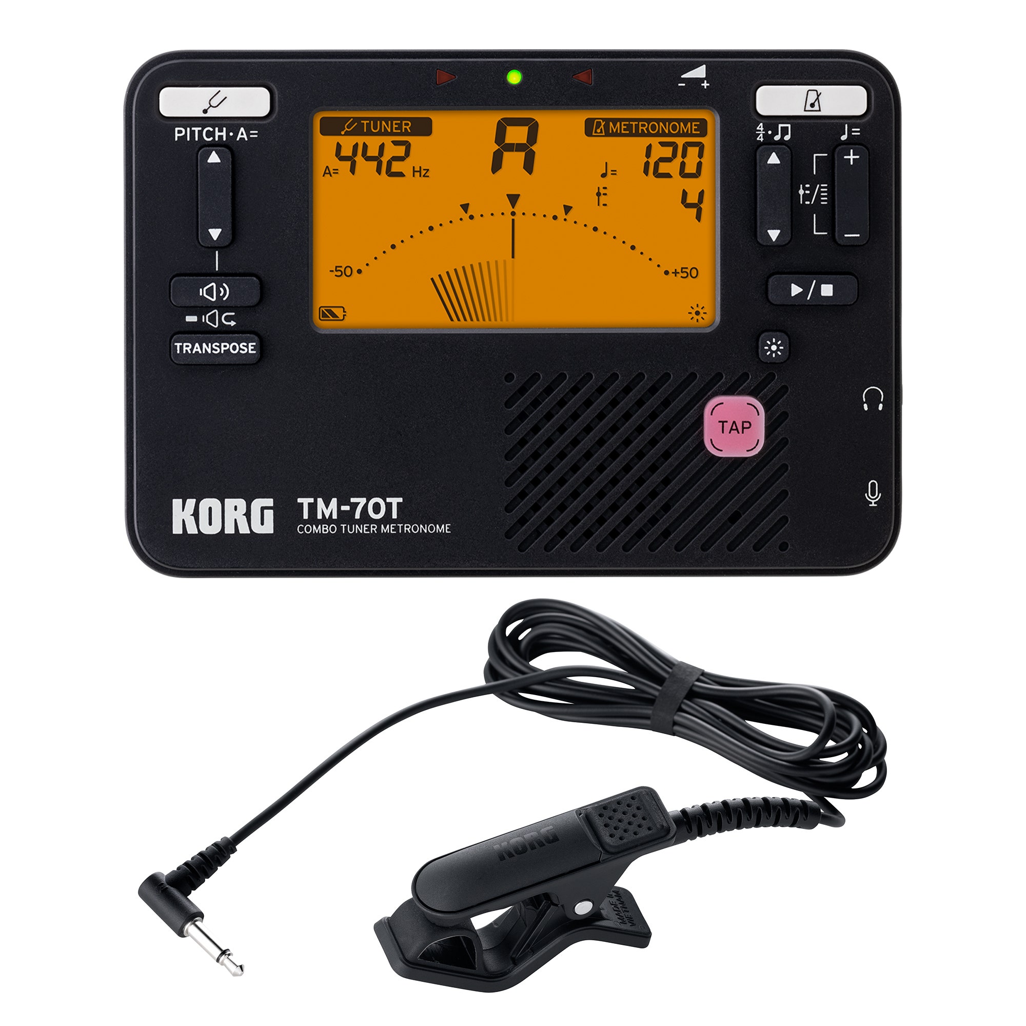 Korg TM-70 Combo Pack TM-70T Tuner Metronome CM-400 Contact Mic