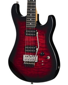Kramer 84 HH Quilt Top Ebony Floyd Rose Guitar with Bag Red Burst