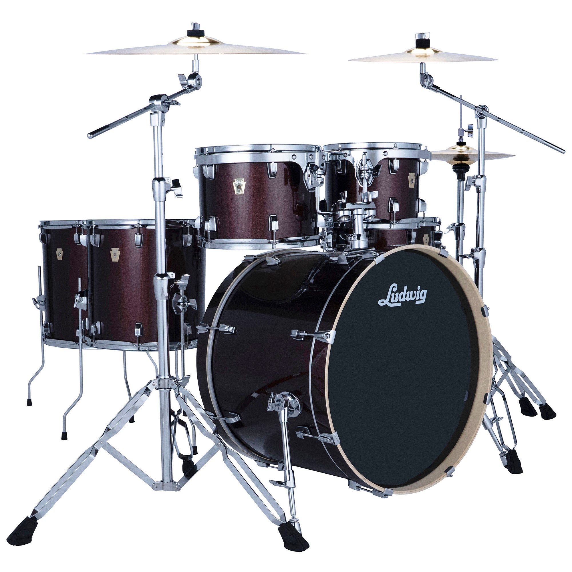 Ludwig Evolution 6-Piece Drum Set with Hardware and 101 Cymbals Carmel Sparkle