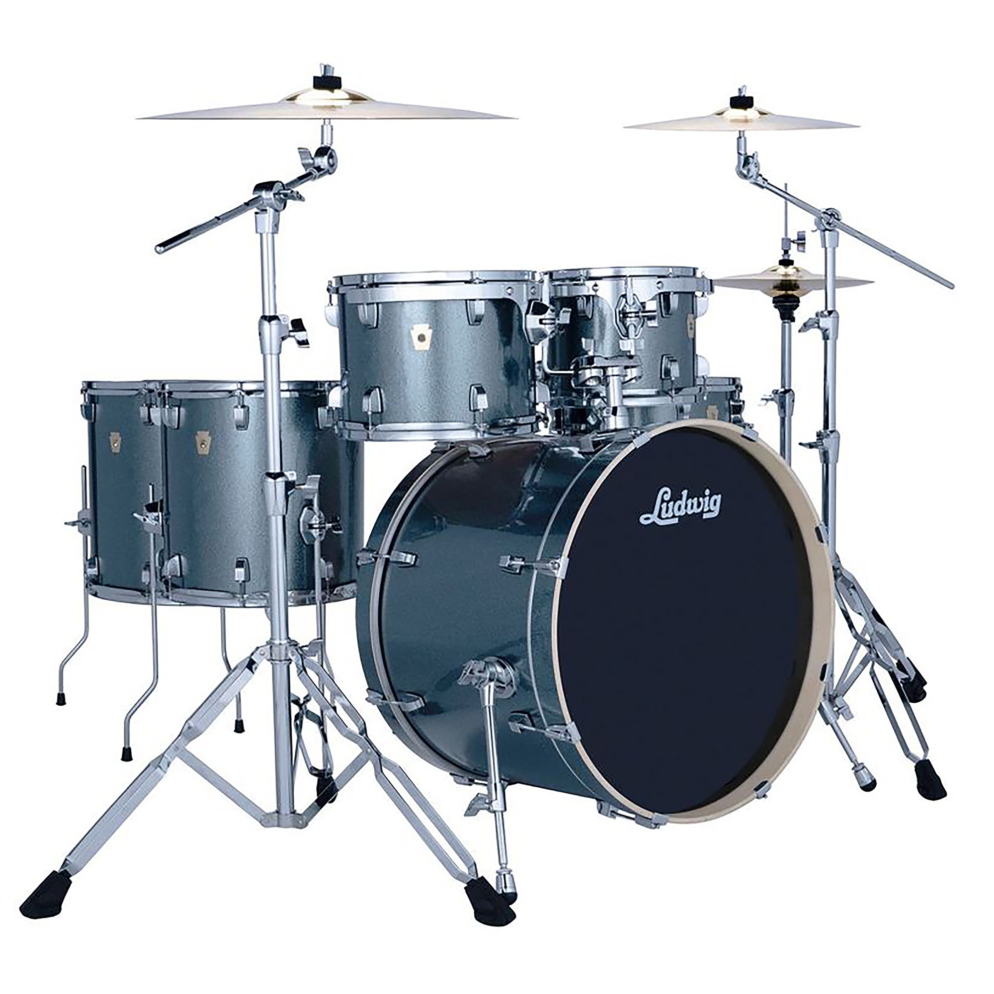 Ludwig Evolution 6-Piece Drum Set with Hardware and 101 Cymbals Atlantic Sparkle