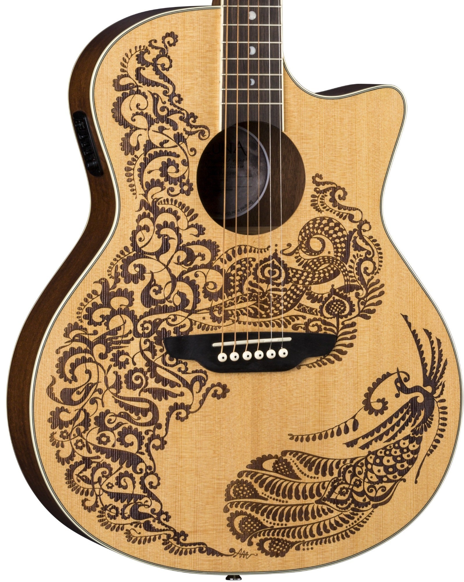 Luna Henna Paradise Folk Acoustic Electric Guitar