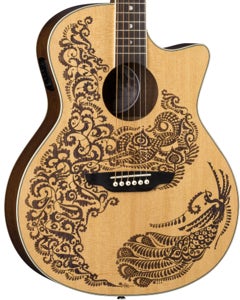 Luna Henna Paradise Folk Acoustic Electric Guitar