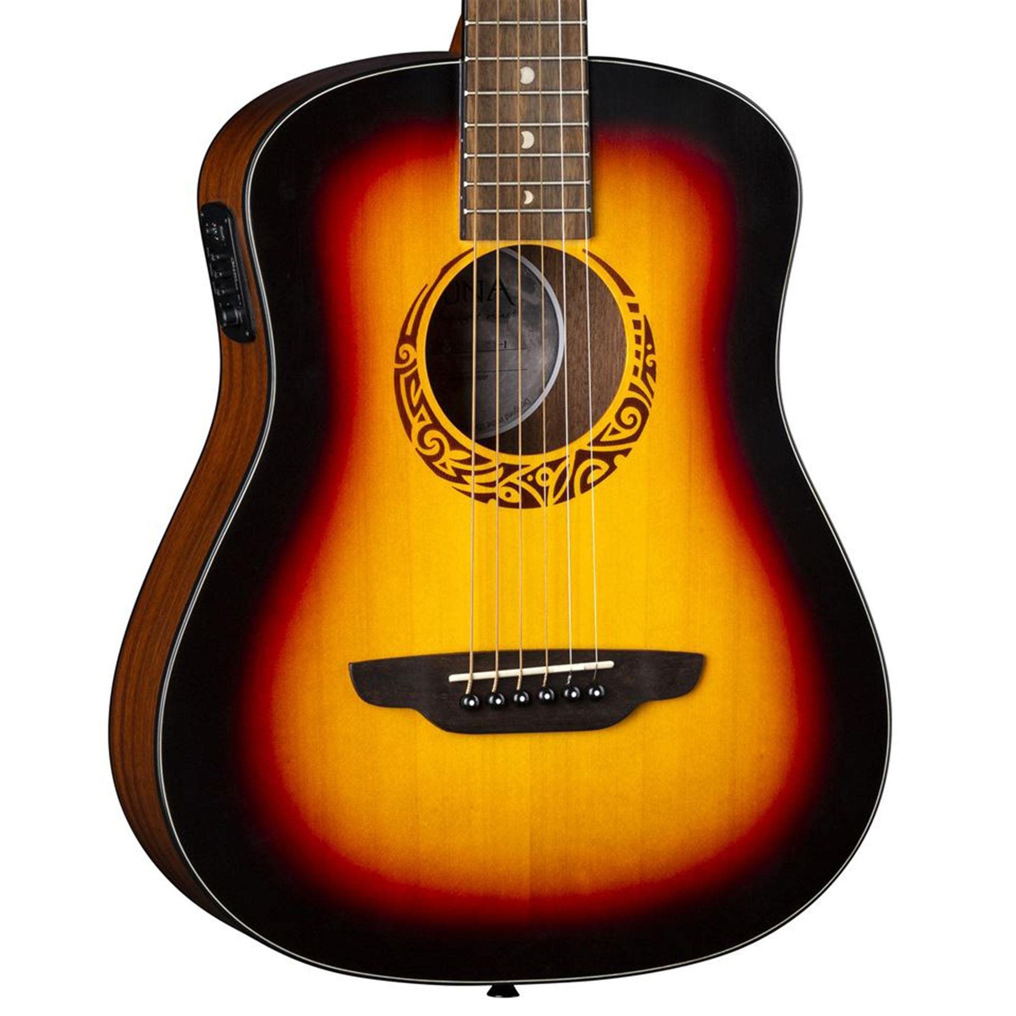 Luna Safari Tribal Travel Acoustic Electric Guitar with Gig Bag