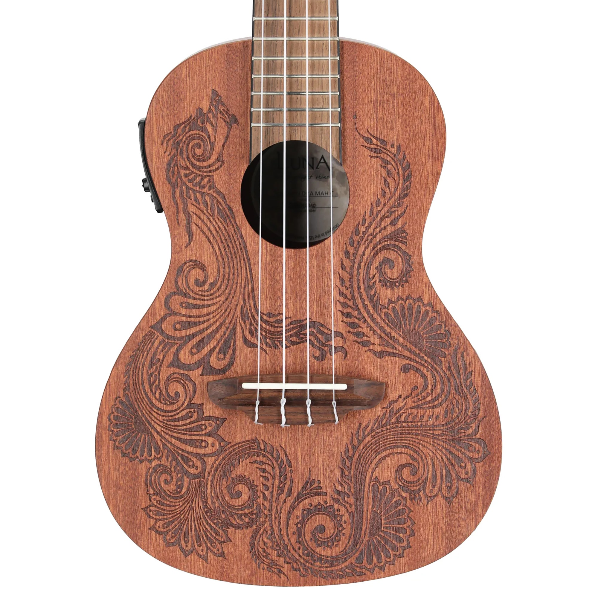 Luna Henna Dragon Mahogany Concert A/E Ukulele with Gigbag