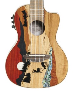 Luna Vista Deer Concert Acoustic Electric Ukulele with Gig Bag