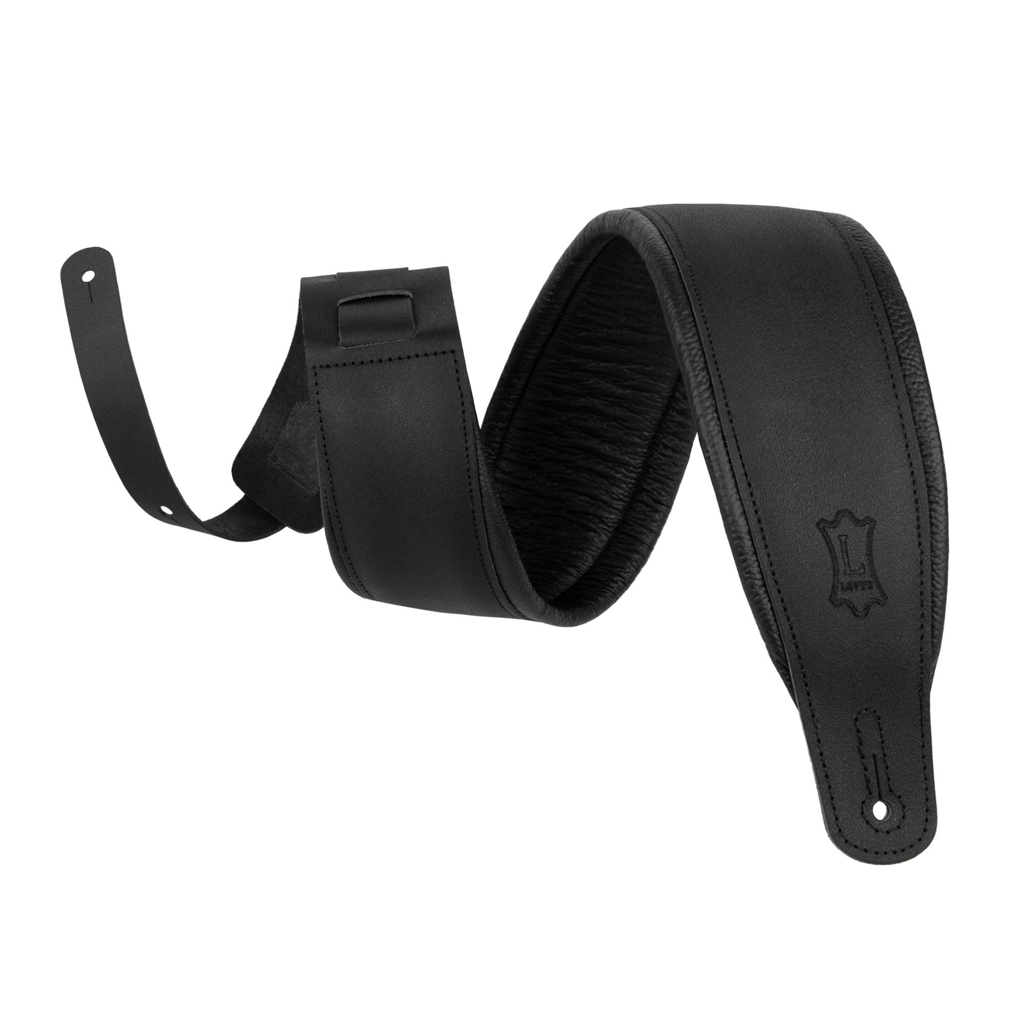 Levys M26PD-BLK-MAT Leather Guitar Strap Matte Black