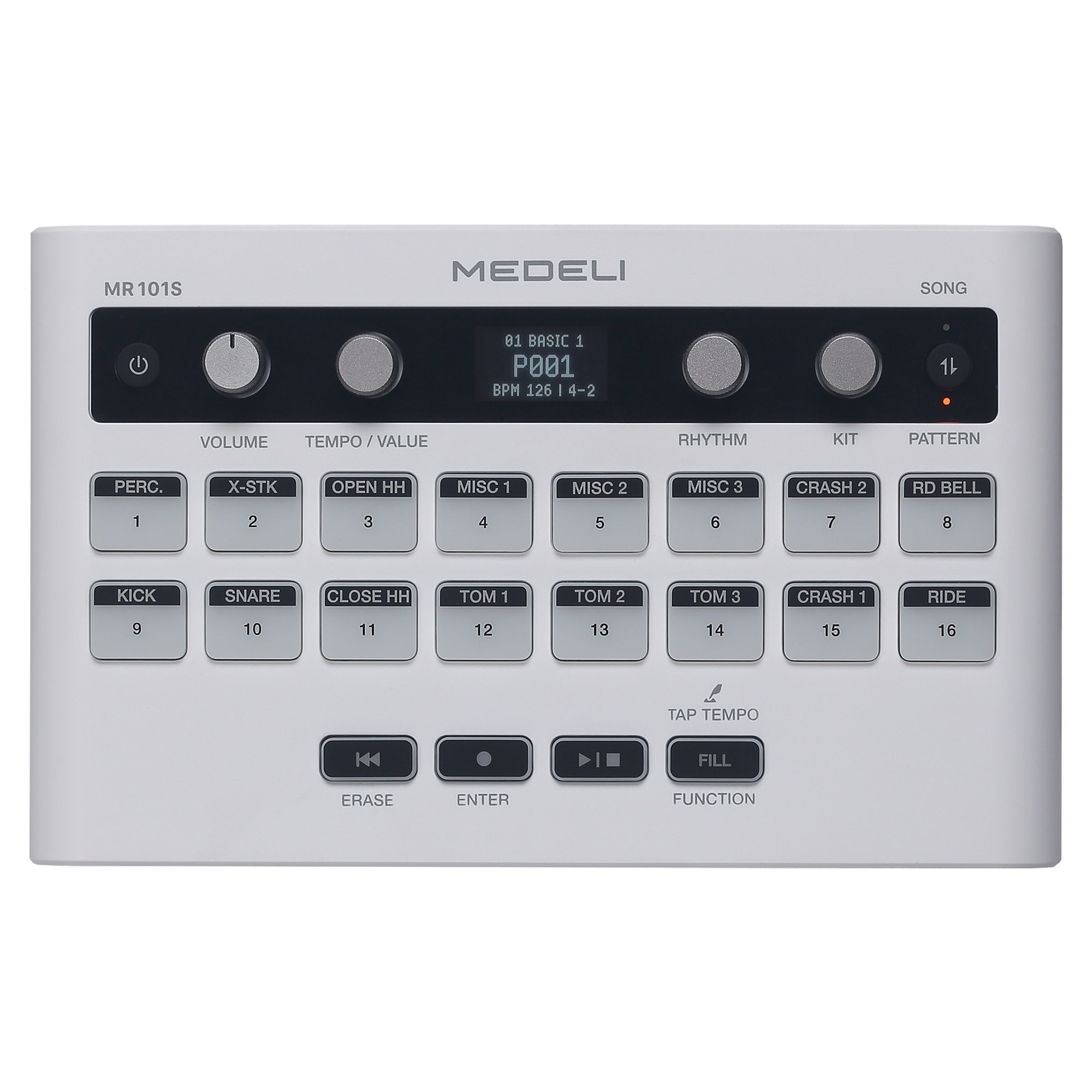 Medeli MR101S Portable Drum Machine in White
