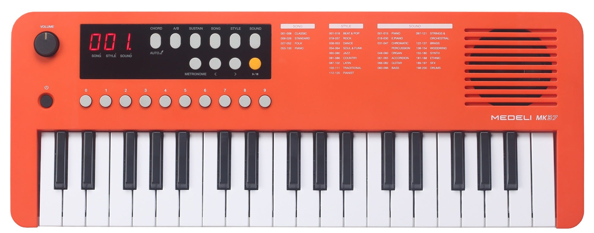 Medeli MK37 37-Key Portable Keyboard in Orange